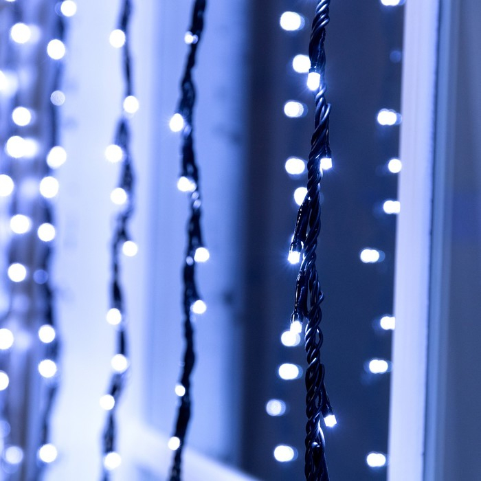 Гирлянда &laquo;Водопад&raquo; 2 &times; 1.5 м, IP44, УМС, прозрачная нить, 400 LED, свечение белое, 8 режимов, 220 В