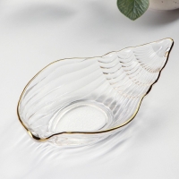 Блюдо сервировочное Magistro &laquo;Ракушка&raquo;, 20&times;11 см, прозрачное с золотой каймой