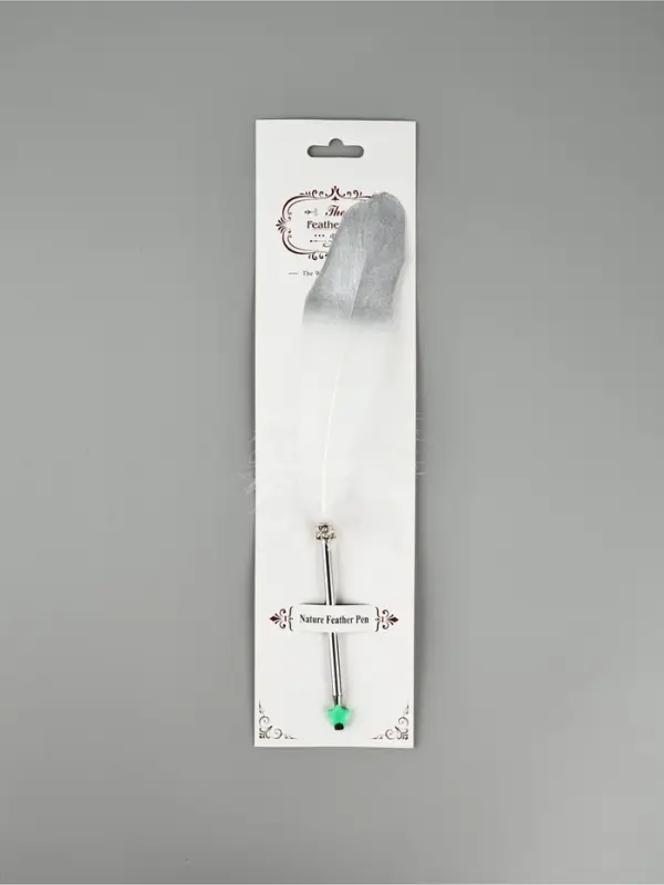 Перо белое с серебром (наконечник ручка), дл.25 см