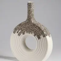 Ваза настольная керамика "Паскуаль" 26,5х20 см, бело-серый