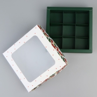 Коробка под 9 конфет &laquo;С Новым годом&raquo;, снегири, 14.7 х 14.7 х 3.5 см, Новый год