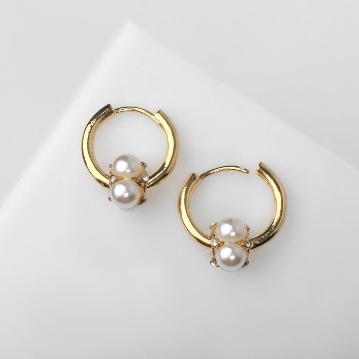 Серьги с жемчугом &laquo;Бусина&raquo; миниатюрность, цвет золото