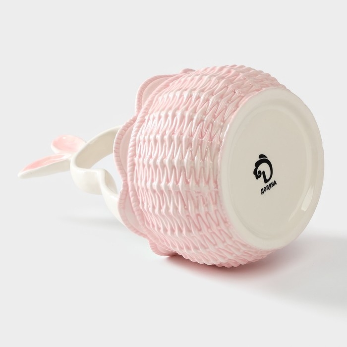 Конфетница Доляна &laquo;Зайка&raquo;, 13,3&times;21,5 см, цвет розовый