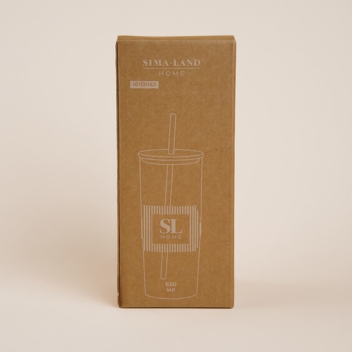 Стакан стеклянный с силиконовой трубочкой SL Home &laquo;Идиллия&raquo;, 650 мл, 8,5&times;24 см, цвет зелёный