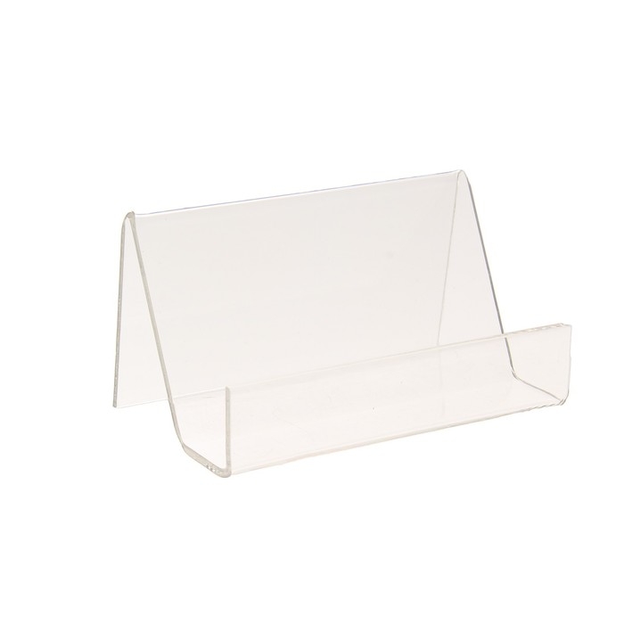 Подставка под визитки 9&times;5,5&times;4,5 см, наклонная, оргстекло 2 мм, В ЗАЩИТНОЙ ПЛЁНКЕ