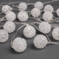 Гирлянда &laquo;Нить&raquo; 5 м с насадками &laquo;Шарики акриловые&raquo;, IP20, прозрачная нить, 20 LED, свечение мульти (RG/RB), мигание, 220 В