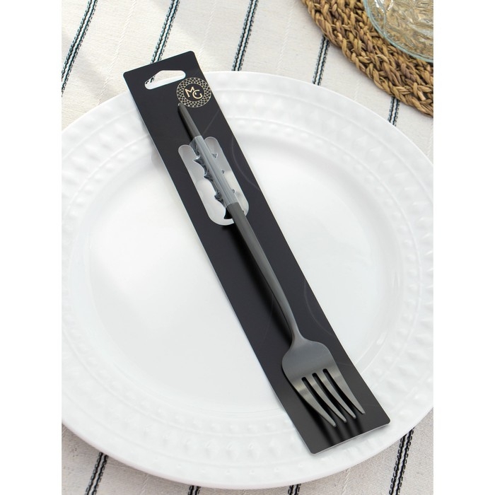 Вилка столовая из нержавеющей стали Magistro &laquo;Фолк&raquo;, h=22 см, цвет чёрный