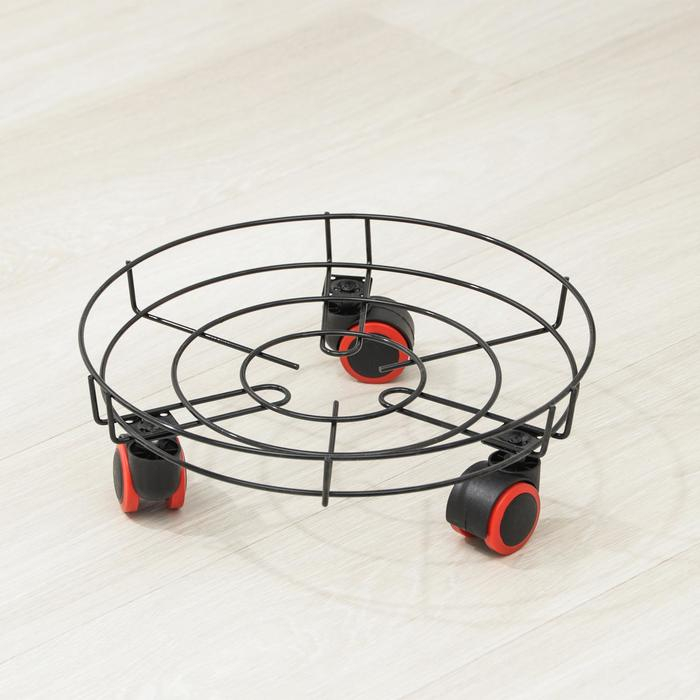 Подставка для цветов на колёсиках Доляна, 34&times;34&times;10 см, цвет чёрный