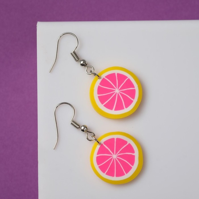 Серьги ассорти &laquo;Вкусняшки&raquo; яркий цитрус, цвет жёлто-розовый в серебре