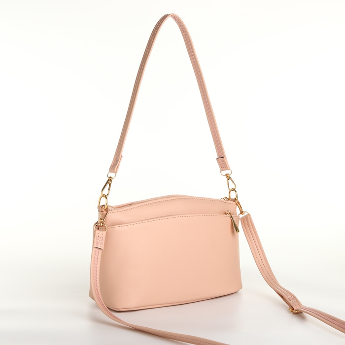 Сумка женская кросс-боди на молнии, цвет пудровый