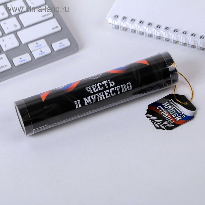 Ручка шариковая синяя паста в тубусе  &laquo;Гордость нашей страны&raquo;, пластик