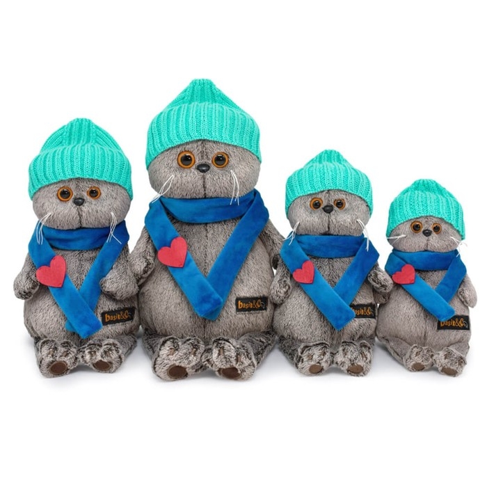 Мягкая игрушка &laquo;Басик&raquo;, в шапке и шарфе с сердечком&raquo;, 19 см