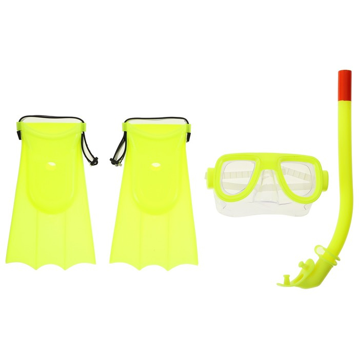 Набор для плавания детский ONLYTOP: маска, трубка, ласты безразмерные, цвета МИКС