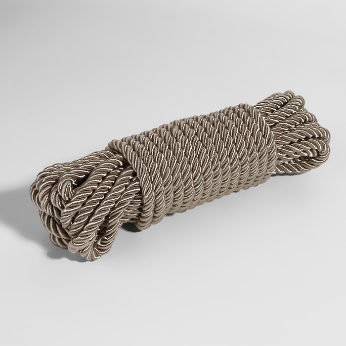 Шнур витой, d = 8 мм, 9 &plusmn; 1 м, цвет светло-серый