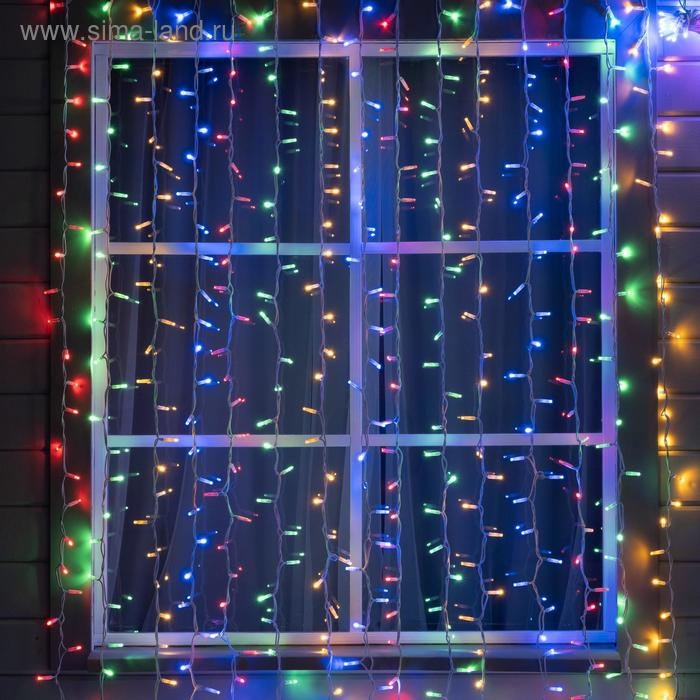Гирлянда "Занавес" 2 х 3 м , IP65, УМС, белая нить каучук, 600 LED, свечение мульти, 220 В