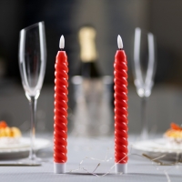 Набор светодиодных свечей, красные, 2 &times; 25 &times; 2 см, пластик, воск, батарейки АААх2 (не в комплекте), свечение тёплое белое, 2 шт.