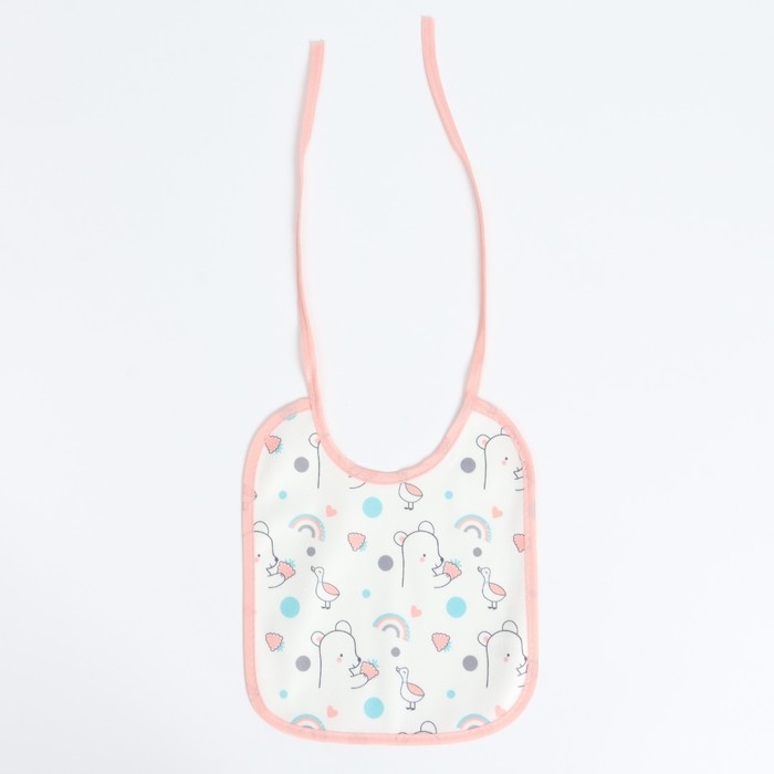 Набор детских слюнявчиков Крошка Я, 4 шт. + подарок, 20х17 см., цвет розовый, серый