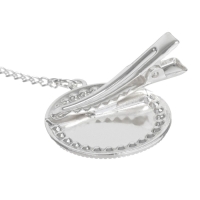 Соска - пустышка силиконовая ортодонтическая &laquo;LITTLE ANGEL&raquo;, от 6 мес., с колпачком + держатель - цепочка, цвет серебренный, стразы