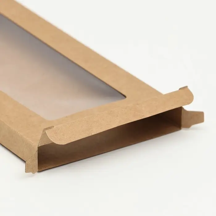 Коробка под плитку шоколада, крафт, с окном, 18&times;9&times;1.4 см