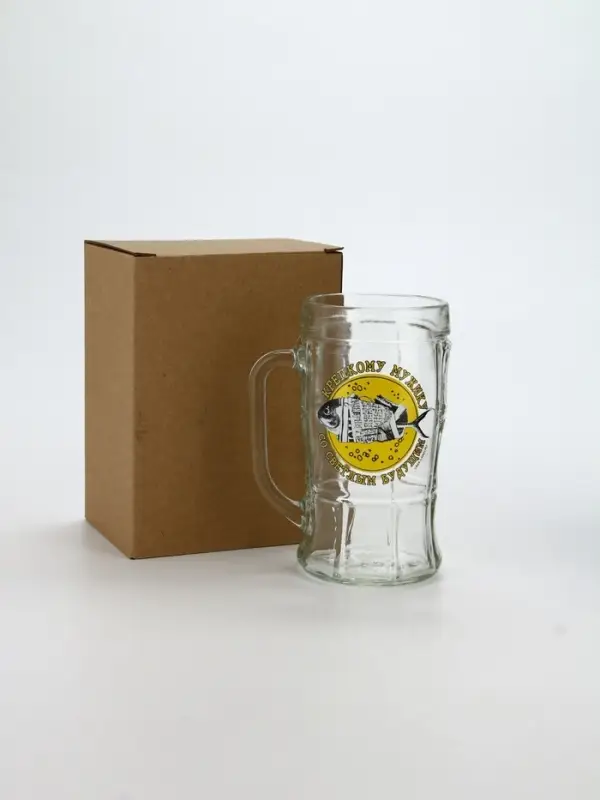 Кружка пивная стеклянная &laquo;Крепкому мужику, со светлым будущим&raquo;, 500 мл