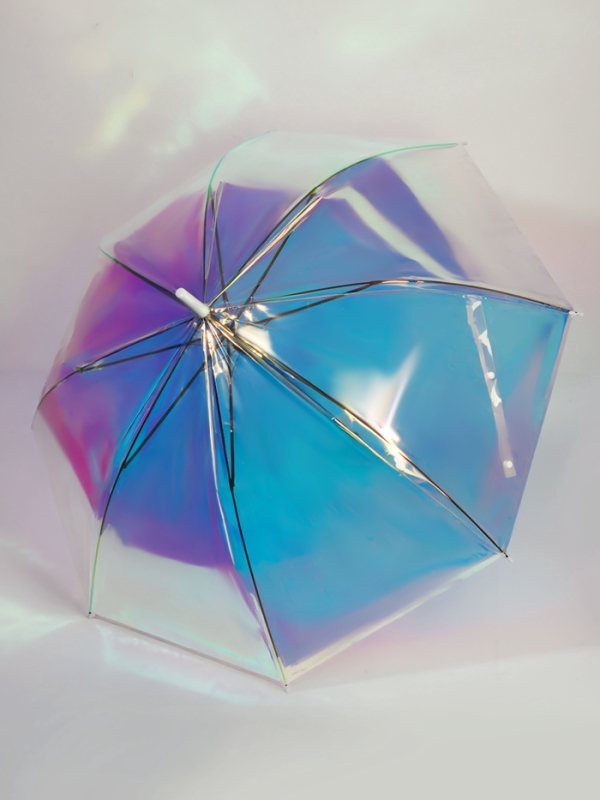 Зонт-трость п/авт R50/58 8сп ПВХ ГОЛОГРАФИЯ ручка-крюк