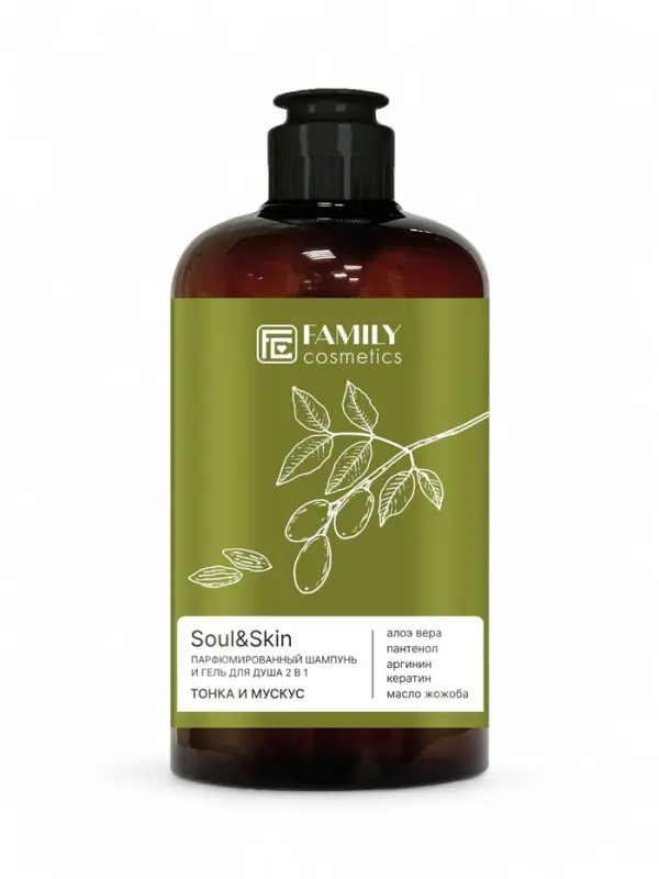Шампунь и гель для душа парфюмированный Soul&Skin тонка и мускус, 470 мл