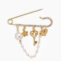 Булавка "Ключик от сердца", l=6.5, цвет белый в золоте