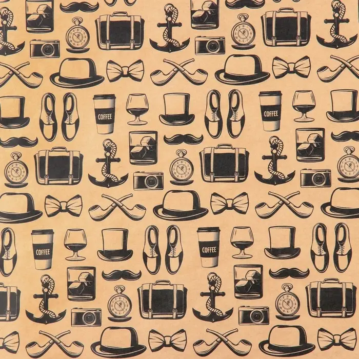 Бумага упаковочная крафтовая &laquo;Мужские атрибуты&raquo;, 50 х 70 см