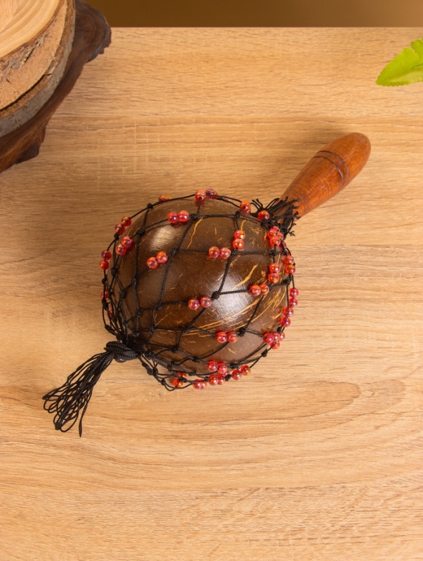 Сувенирный музыкальный инструмент "Маракас" махагон, кокос, 10х10х23 см