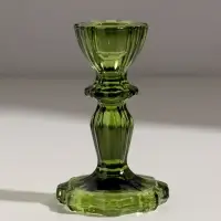 Подсвечник стекло "Бутон на ножке" зелёный d=2 см 7х7х11 см