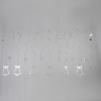 Гирлянда &laquo;Бахрома&raquo; 2.4 &times; 0.9 м с насадками &laquo;Колокольчики&raquo;, IP20, прозрачная нить, 138 LED, свечение мульти, 8 режимов, 220 В