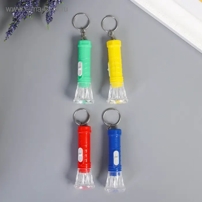 Фонарик брелок для ключей на кольце &laquo;Полоски&raquo;, светит, 6.5&times;2.5&times;2.5 см, МИКС