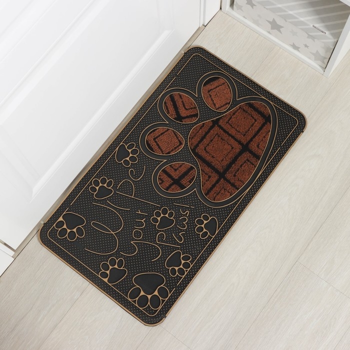 Коврик придверный Доляна &laquo;Лапка&raquo;, цвет МИКС