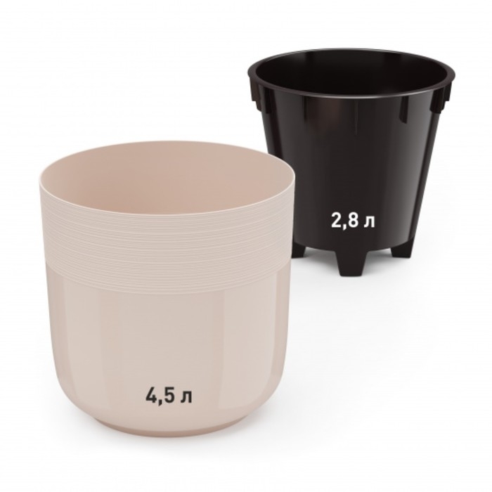 Кашпо для цветов со вставкой &laquo;Линель&raquo;, 4,5 л, d=19 см, h=19 см, бежевое