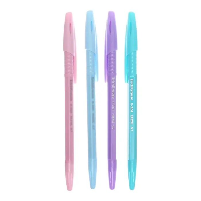 Ручка шариковая ErichKrause R-301 Pastel Stick, узел 0.7 мм, чернила синие, длина линии письма 2000 метров