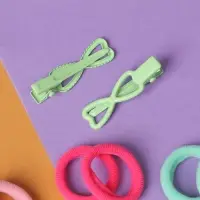 Набор для волос "Карамель" (10 резинок 1,5 см, 2 зажима 3 см) сердечки, зелёный