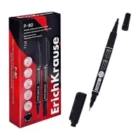Маркер перманентный ErichKrause Double P-80, двусторонний, чёрный