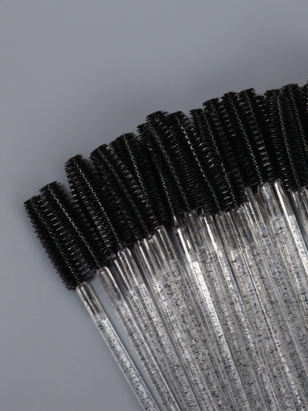 Щёточки для бровей и ресниц, силиконовые, набор - 50 шт, 10,5 см, цвет чёрный/прозрачный