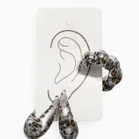 Набор серьги и каффы "Леопард" жгутик, цвет серебро