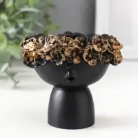 Подсвечник для тонкой свечи &laquo;Девочка в венке малая&raquo;, 7.5&times;9&times;8 см, чёрный