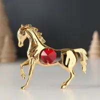 Сувенир Лошадка маленькая с 2-мя красными хрусталиками, 7х2х6 см.