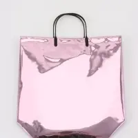 Пакет подарочный ПВХ, голография, розовый, пластиковая ручка, 32&times;28&times;11 см