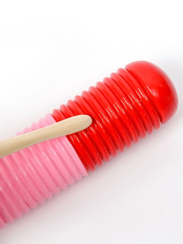 Музыкальный инструмент Гуиро Music Life трещотка, 14 х 4,5 см, розовый с красным