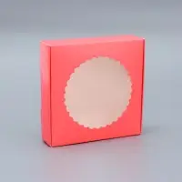 Подарочная коробка сборная с окном, розовый, 11.5&times;11.5&times;3 см