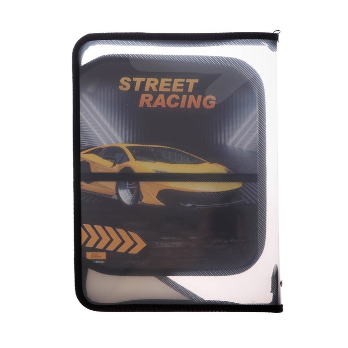 Папка для труда А4, 325 х 230 х 25 мм, молния вокруг, откидная планка, пластиковая, ПТР-1, Calligrata "Тачка"