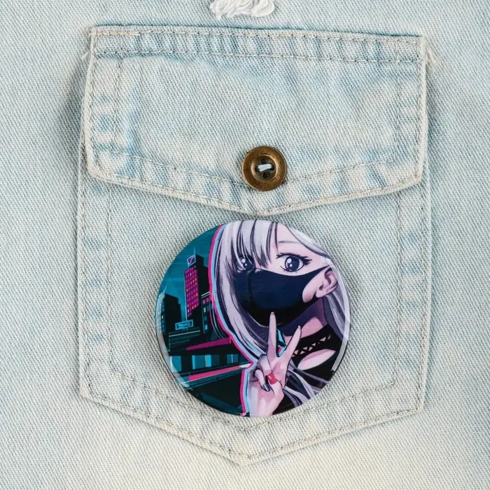 Значок закатной &laquo;Аниме девушка в городе&raquo;, d = 5,6 см