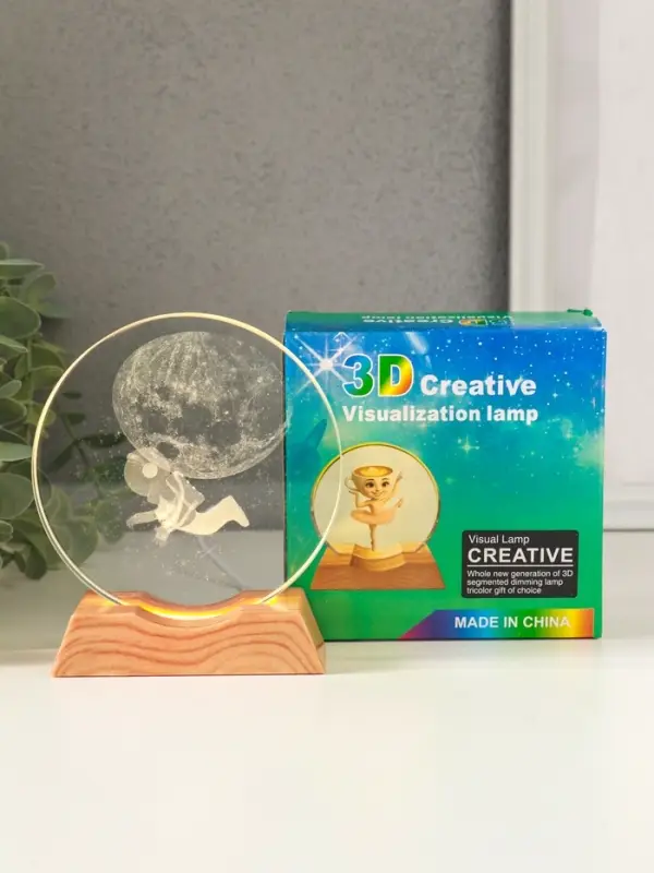 Сувенир стекло свет "Диск. Открытый космос" 5хLED d=10 см, USB 10х4х11,4 см