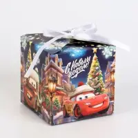 Коробка складная "С Новым годом!", Тачки , 12 х 12 х 12 см
