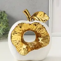 Сувенир керамика "Срез яблока" белый с золотом 11х18х22 см