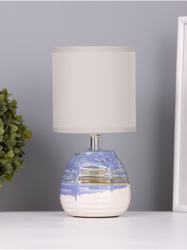 Лампа настольная "Рэндзи" 1х40Вт Е14 синий/белый 13х13х25см